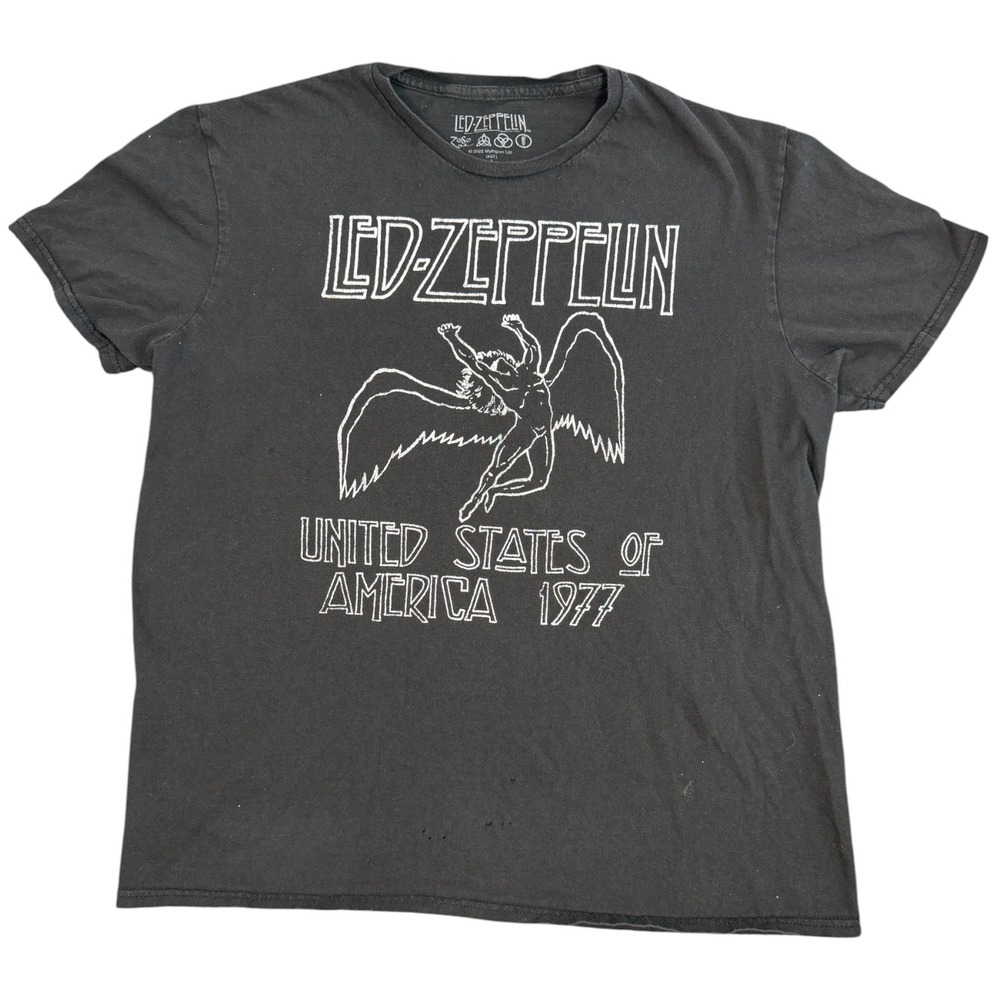 Led Zeppelin Graphic T-Shirt Mens Large Black Cotton 1977 US Tour Rock Band Tee - Picture 7 of 10
